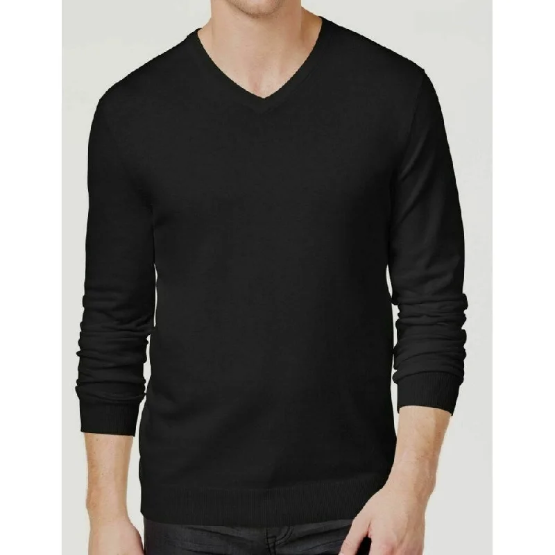 Men's pepper sweater-Alfani Men's Regular Fit Cotton Blend Light Sweater Deep Black Size L - Large