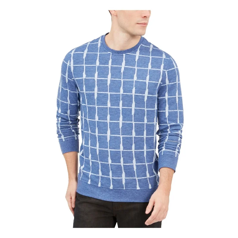 Men's acacia sweater-Alfani Men's Textured Grid Pullover Jacquard Blue Size Extra Large