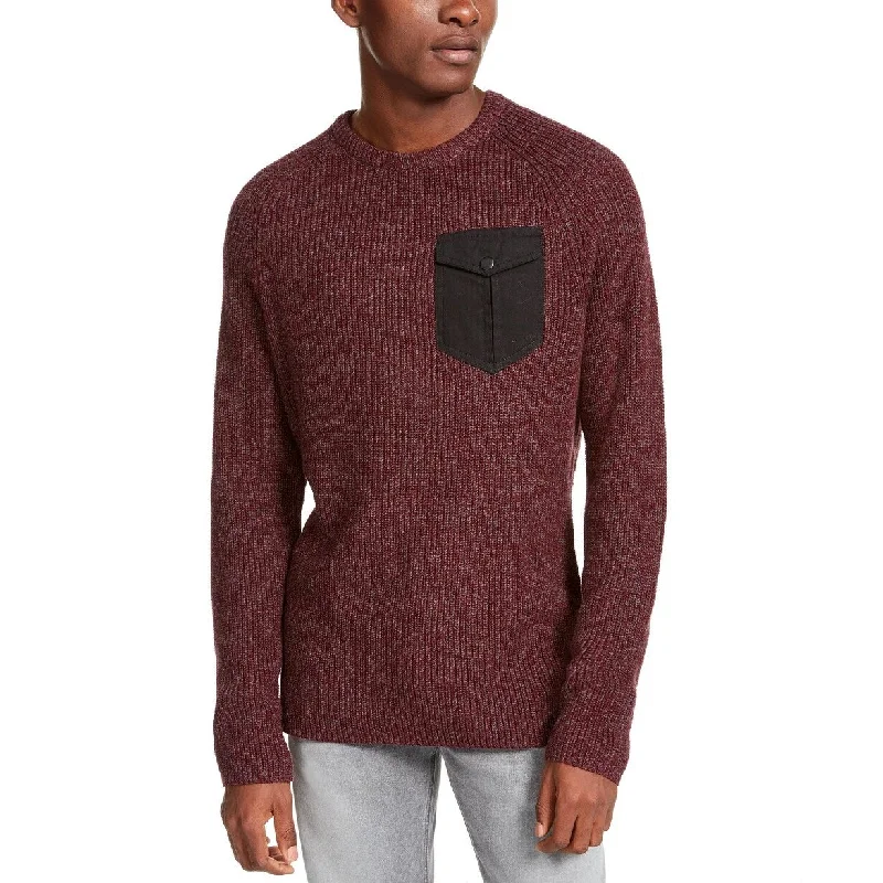 Men's scree sweater-American Rag Men's Crewneck Pocket Sweater Red Size X-Large