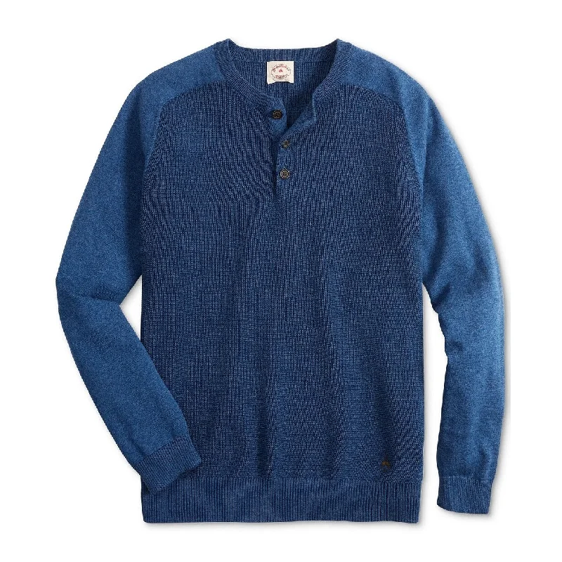 Men's crosswind sweater-Brooks Brothers Men's Textured Henley Sweater Blue Size Small