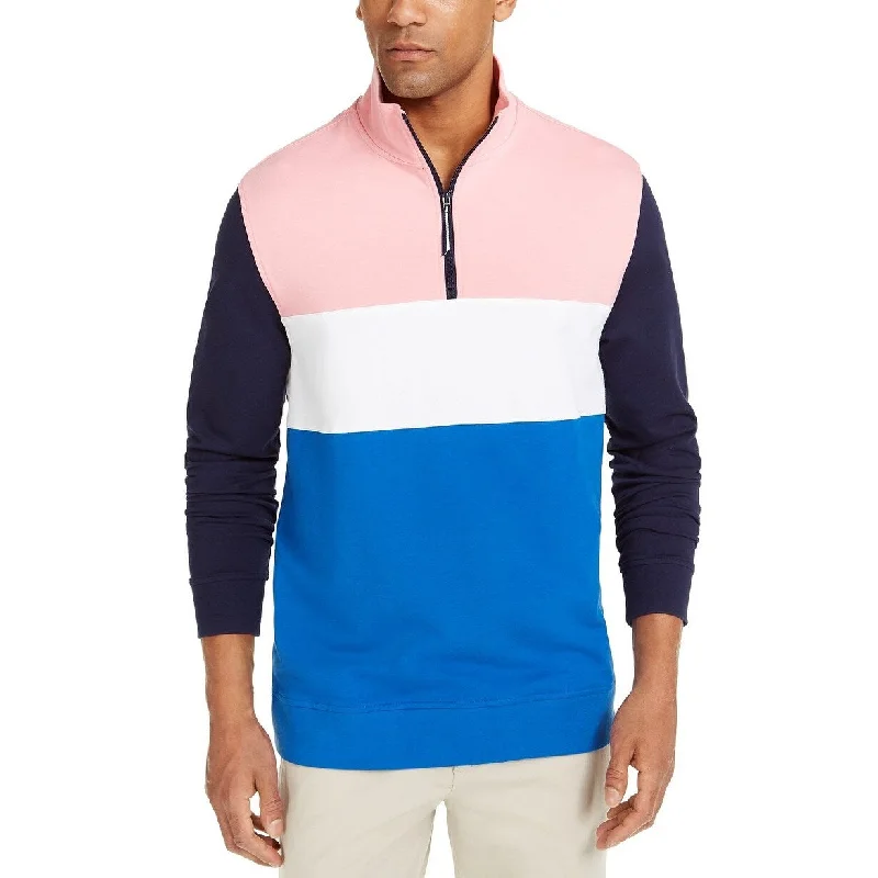 Men's scallop sweater-Club Room Men's Regular-Fit Colorblocked 1/4-Zip Sweatshirt Size 2 Extra Large