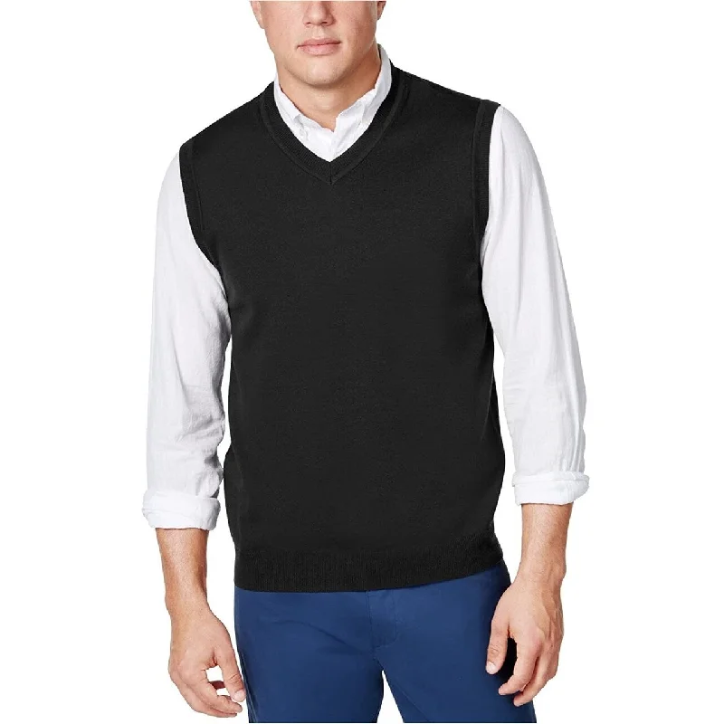 Men's lichen sweater-Club Room Men's Regular-Fit V-Neck Sweater Vest Deep Black Size X-Large