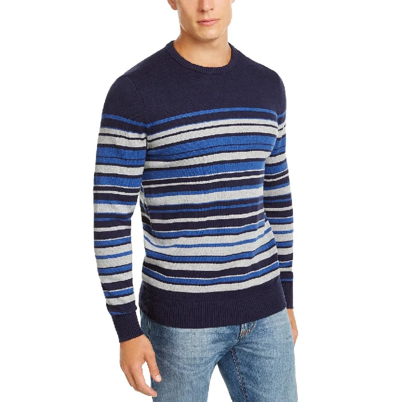 Men's crucible sweater-Club Room Men's Stripe Cotton Sweater Blue Size XX Large