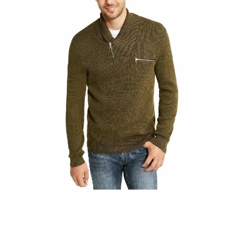 Men's reed sweater-INC International Concepts Men's Echo Shawl Collar Zip Sweater Green Size Medium