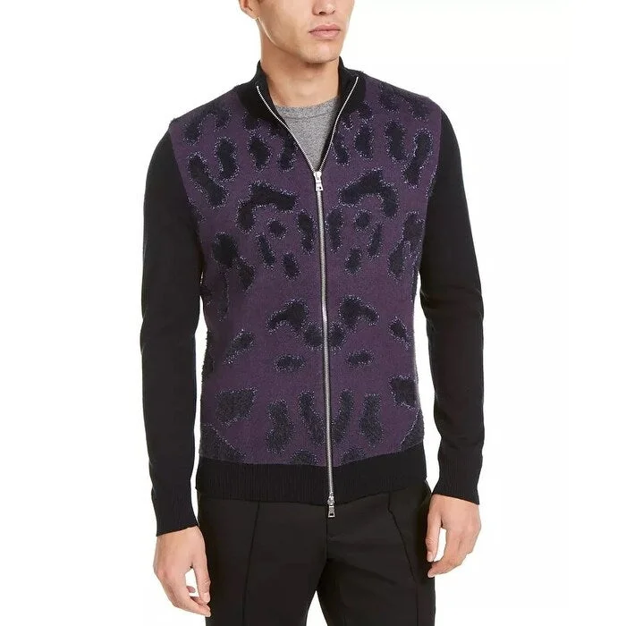 Men's yogi sweater-INC International Concepts Men's Onyx Full-Zip Sweater Purple Size M - Medium