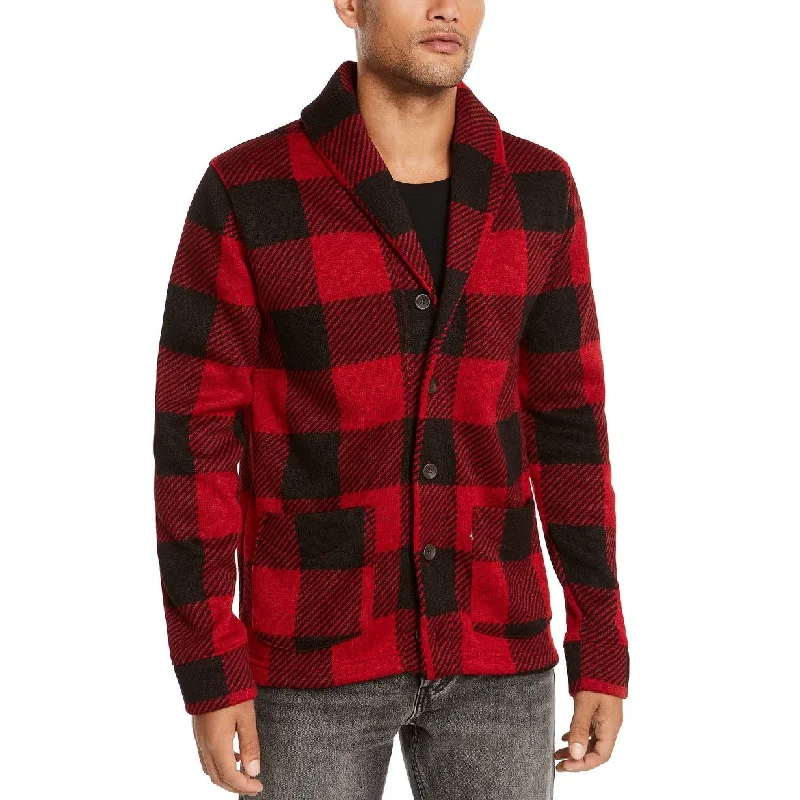 Men's apogee sweater-Levi's Men's Trouss Regular-Fit Buffalo Plaid Cardigan Red Size Small