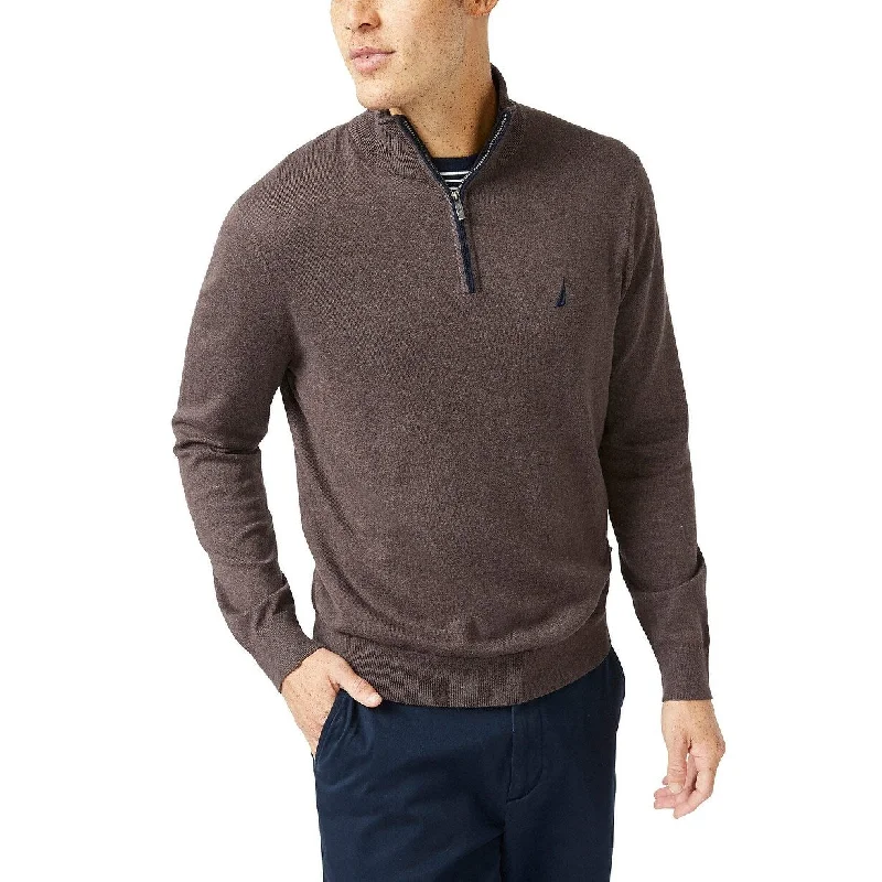 Men's mycelium sweater-Nautica Men's Classic-Fit Navtech Quarter-Zip Sweater Beige Size Small - S