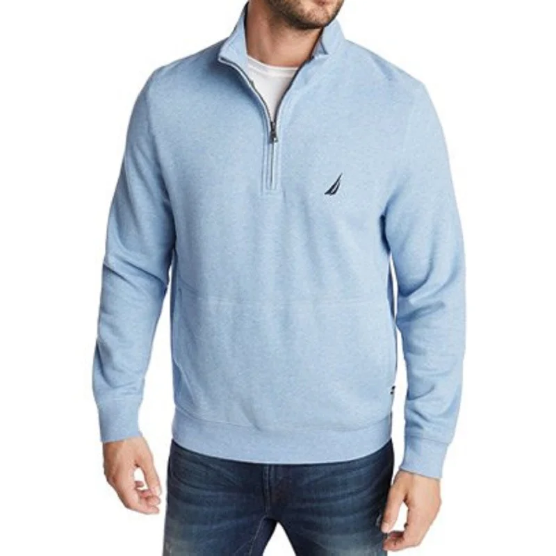 Men's pewter knit sweater-Nautica Men's Classic-Fit Quarter-Zip Fleece Sweatshirt Blue Size 2 Extra Large - XX-Large