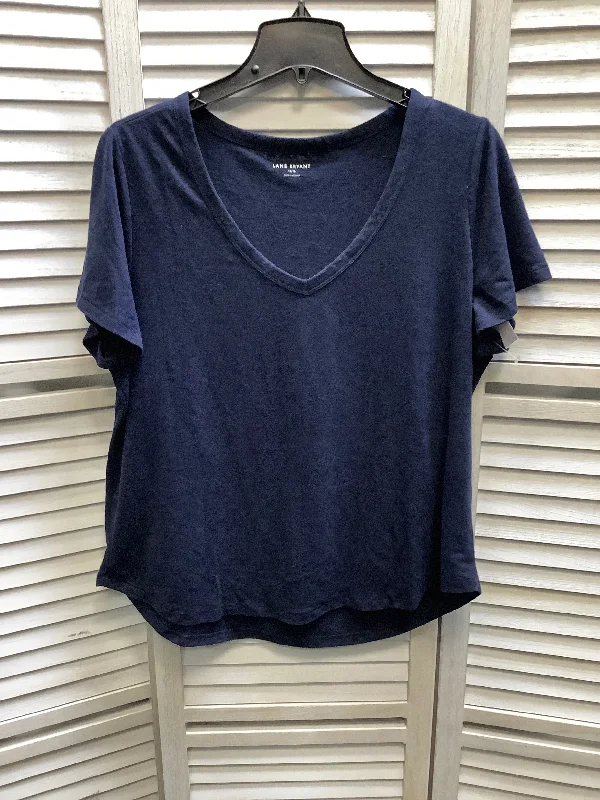 Men’s short-sleeve perk shirts-Navy Top Short Sleeve Basic Lane Bryant, Size Xl