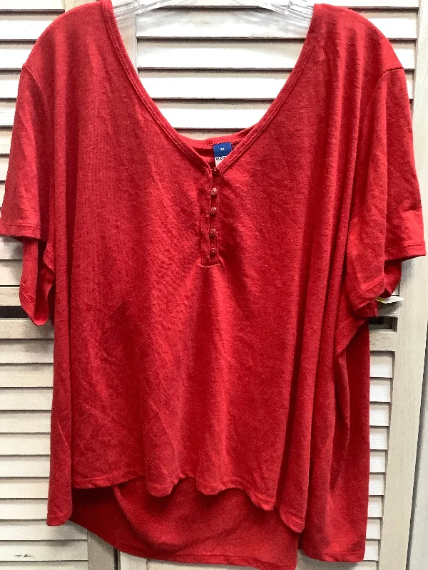 Men’s short-sleeve tope shirts-Red Top Short Sleeve Basic Old Navy, Size 2x