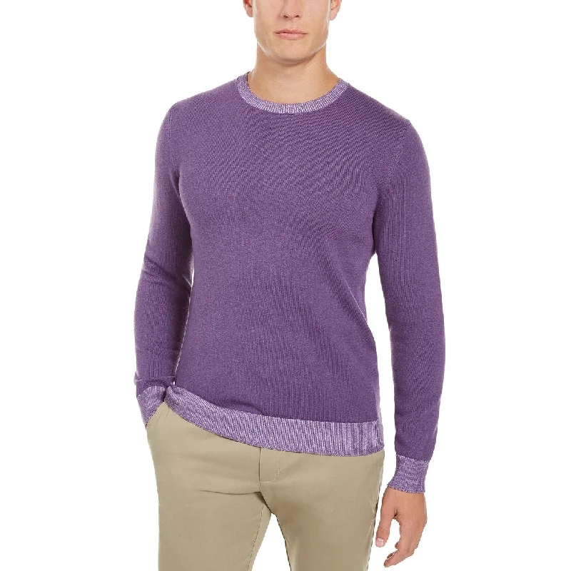 Men's coriander sweater-Tasso Elba Men's Crew Neck Sweater Purple Size 2 Extra Large