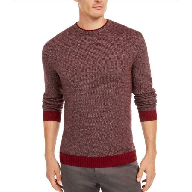 Men's stork sweater-Tasso Elba Men's Supima Cotton Crewneck Sweater Wine Size 2 Extra Large