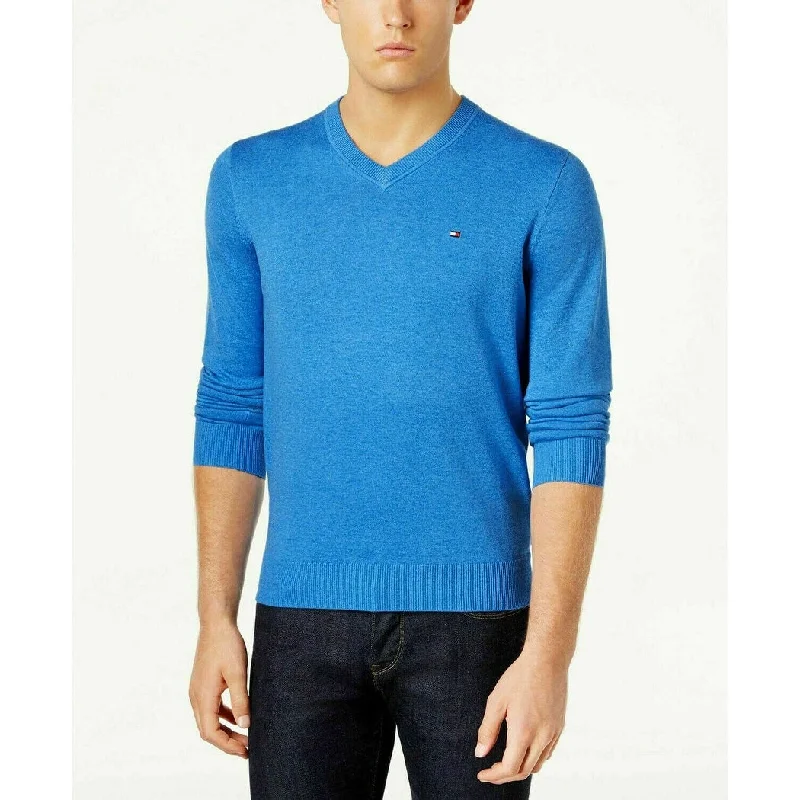 Men's berber sweater-Tommy Hilfiger Men's Signature Regular-Fit Sweater Med Blue Size 3XL - XXX-Large