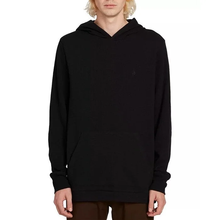 Men's aphelion sweater-Volcom Men's Wallace Hooded Thermal Black Size Medium