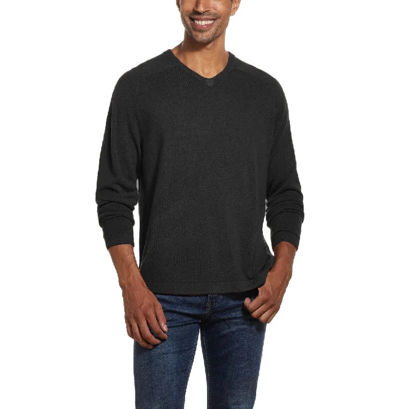 Men's pewter knit sweater-Weatherproof Men's Soft Touch V-Neck Sweater Black Size Small