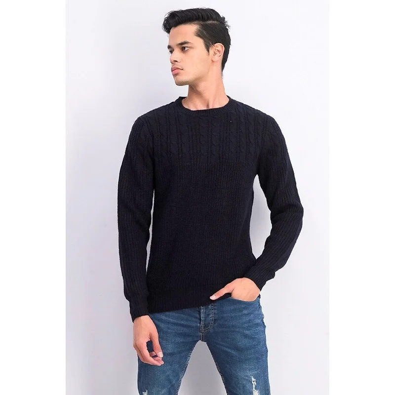 Men's siltstone sweater-Weatherproof Vintage Men's Cable Yolk Sweater Blue Size X-Large