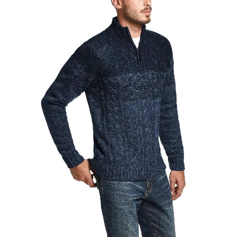 Men's heron sweater-Weatherproof Vintage Men's Ombre Quarter-Zip Sweater Navy Size XXX-Large