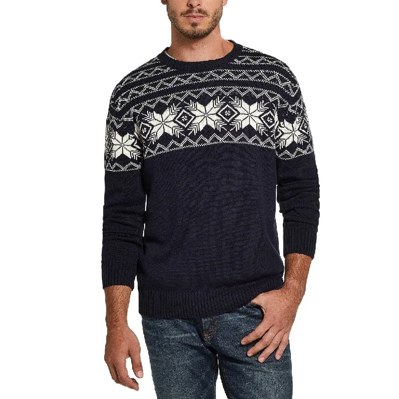 Men's rubble sweater-Weatherproof Vintage Men's Snowflake Pattern Sweater Navy Size XX-Large