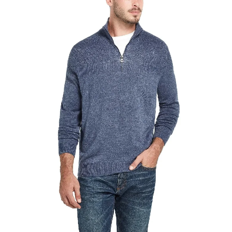 Men's ascetic sweater-Weatherproof Vintage Men's Soft Touch Quarter-Zip Sweater Blue Size XXX-Large