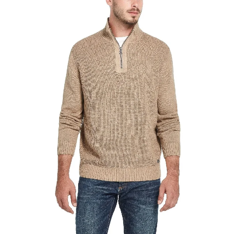 Men's mahogany sweater-Weatherproof Vintage Men's Soft Touch Quarter-Zip Sweater Sand Size X-Large