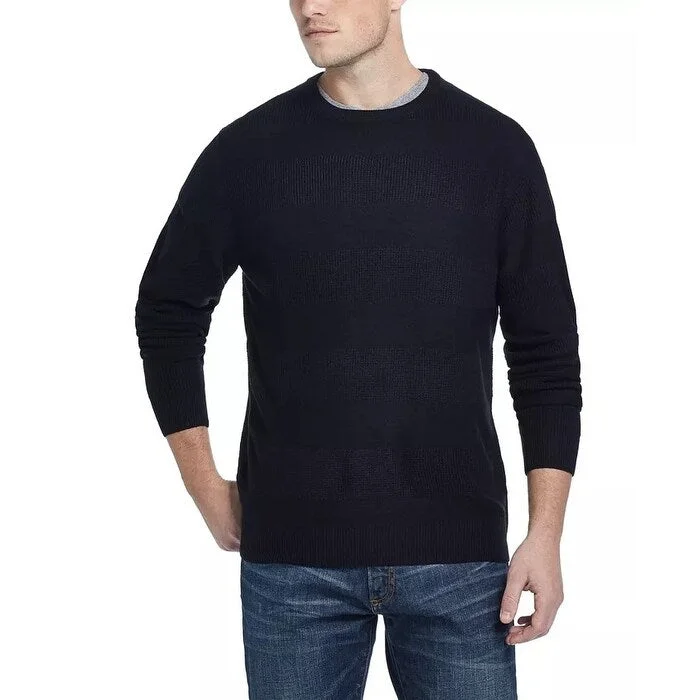 Men's bight sweater-Weatherproof Vintage Men's Soft Touch Striped Sweater Black Size Small