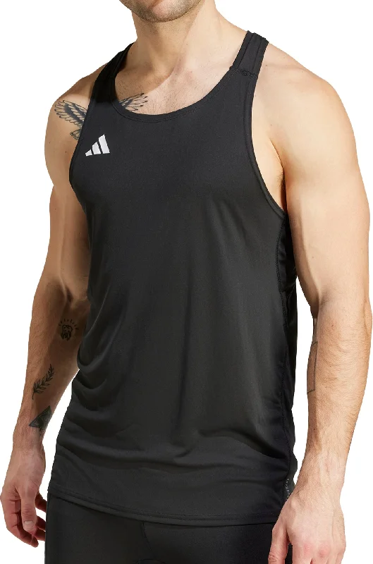 Men’s short-sleeve bunt tees-adidas Adizero Essentials Mens Running Vest - Black