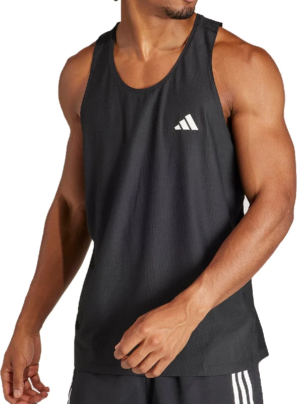 Men’s short-sleeve vane shirts-adidas Own The Run Mens Running Vest - Black