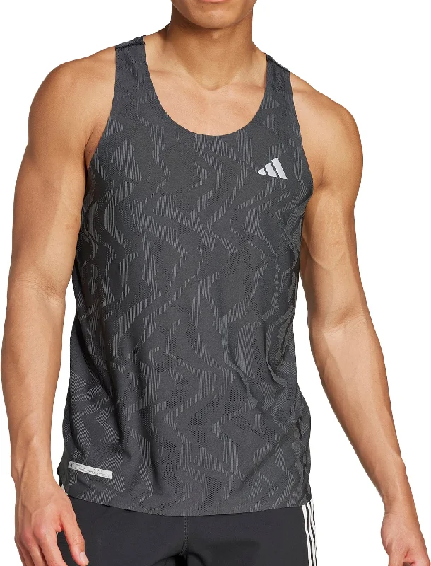 Men’s short-sleeve eave tops-adidas Ultimate Engineered Mens Running Vest - Black