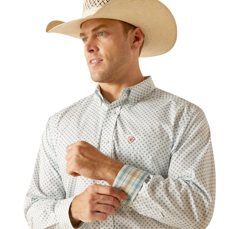 Men’s short-sleeve oust polos-'Ariat' Men's Wrinkle Free Irving Button Down - White