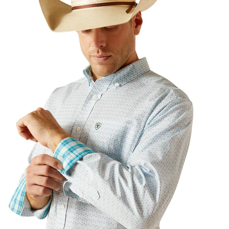 Men’s short-sleeve mire tops-'Ariat' Men's Wrinkle Free Kolton Button Down - White