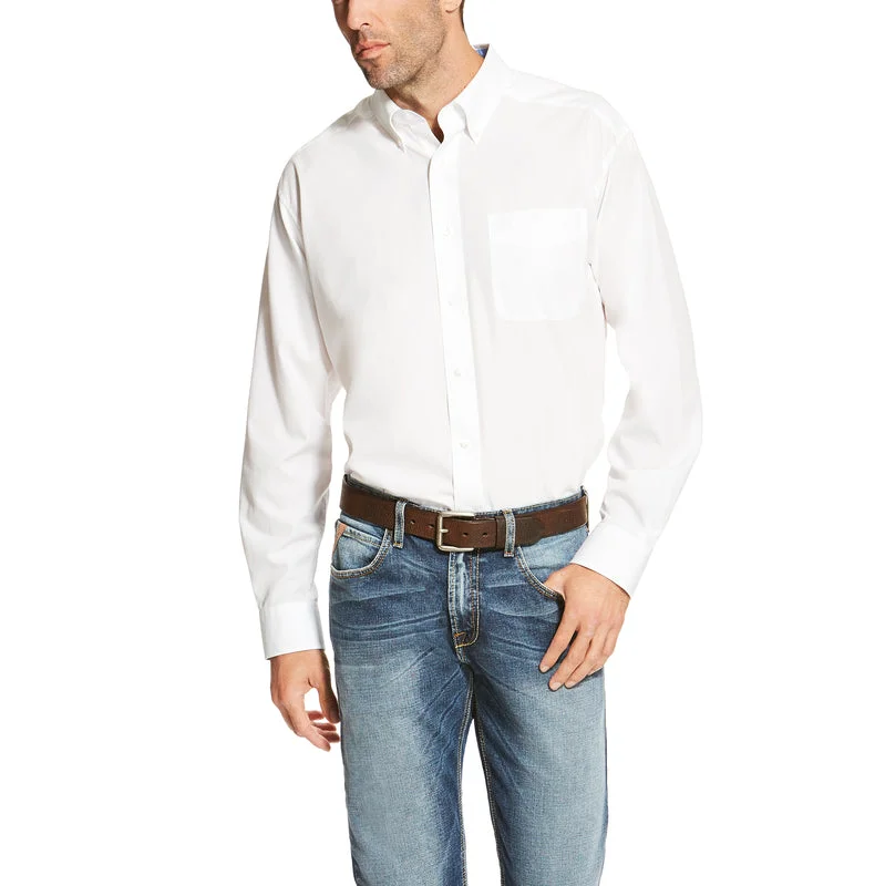 Men’s short-sleeve nook tees-'Ariat' Men's Wrinkle Free Classic Fit Button Down - White