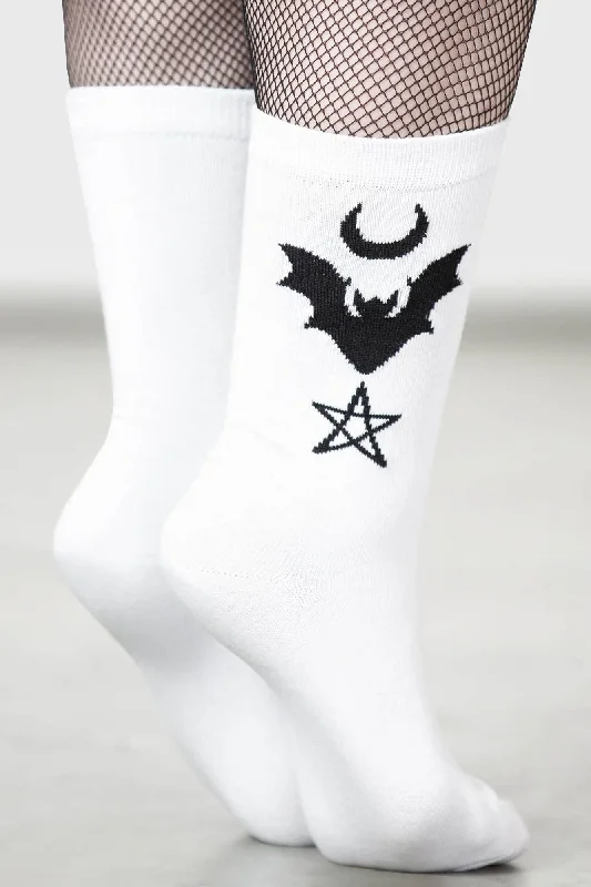 Men’s short-sleeve yowl tops-Bat Magic Socks [WHITE]