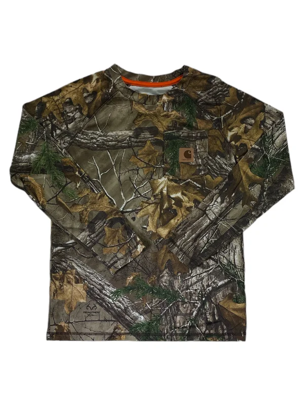 Men’s short-sleeve clad polos-Boys Force Camo Pocket Long Sleeve Shirt