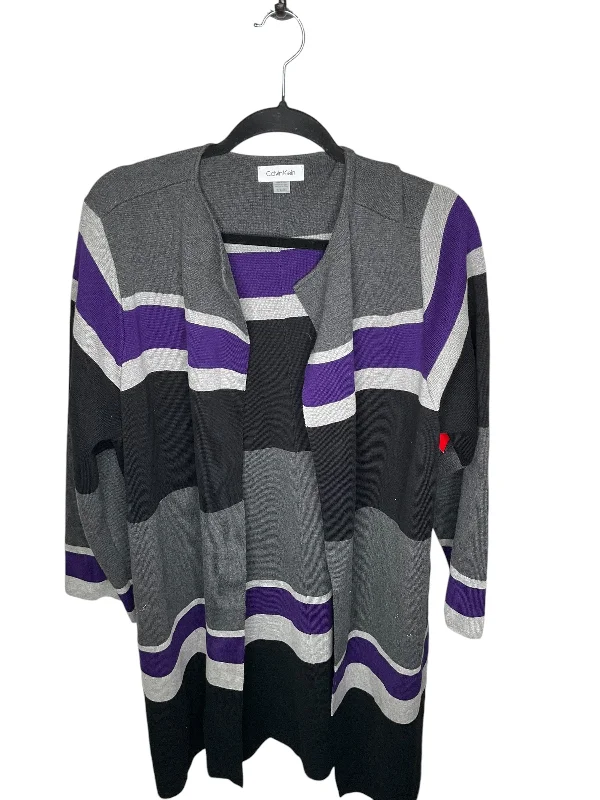 Men’s short-sleeve glum polos-Cardigan By Calvin Klein In Black & Purple, Size: 1x