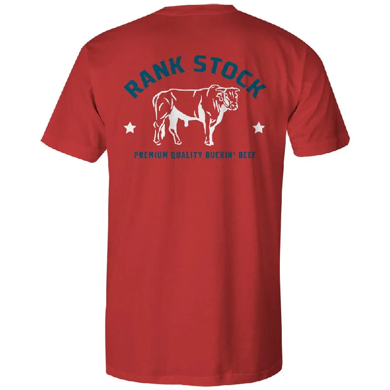 Men’s short-sleeve rush tees-Charbray Rank Stock Logo T-shirt - Red/White/Blue