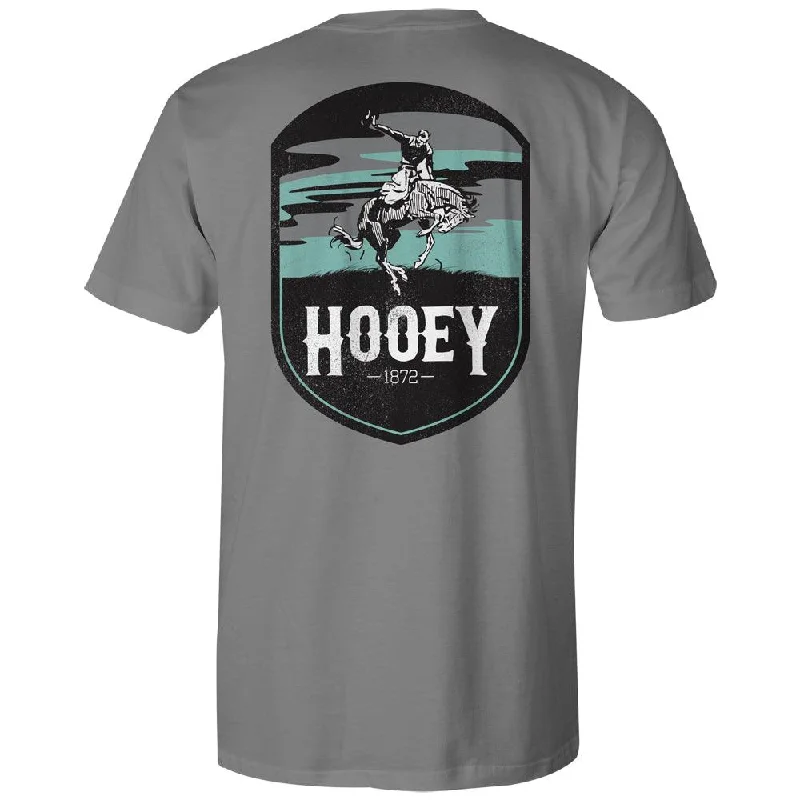 Men’s short-sleeve lurk shirts-Cheyenne Logo T-shirt - Grey/Turquoise/White