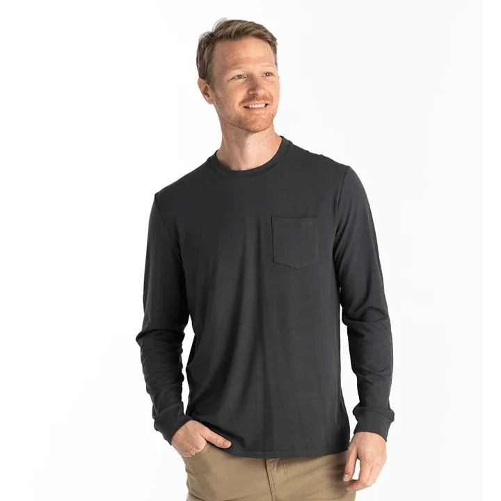 Men’s short-sleeve etch tops-Free Fly Bamboo Flex Long Sleeve Pocket Tee Mens