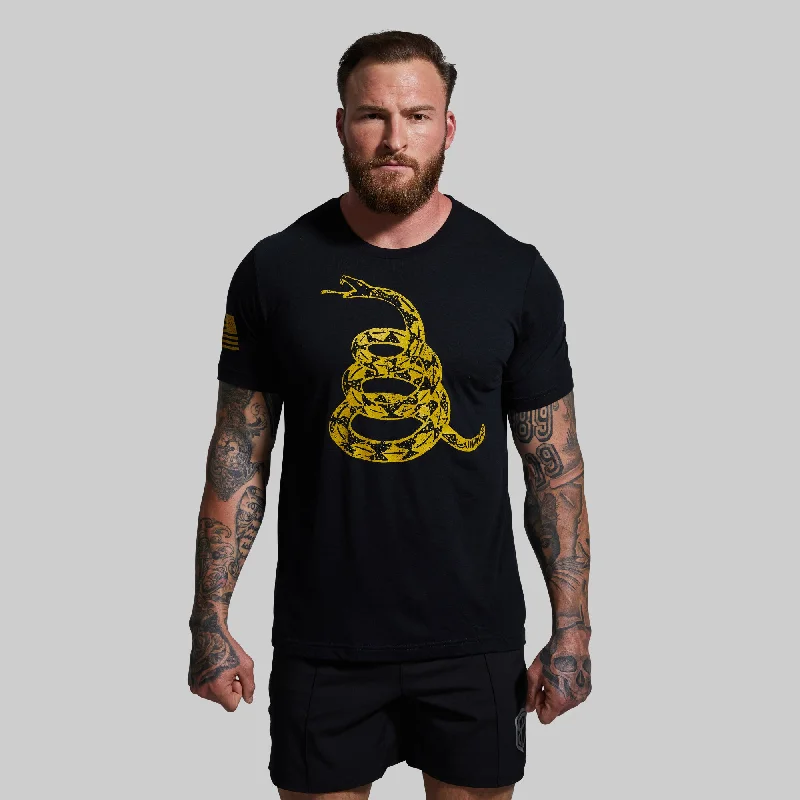 Men’s short-sleeve tope shirts-Gadsden Flag T-Shirt (Don't Tread On Me-Black)