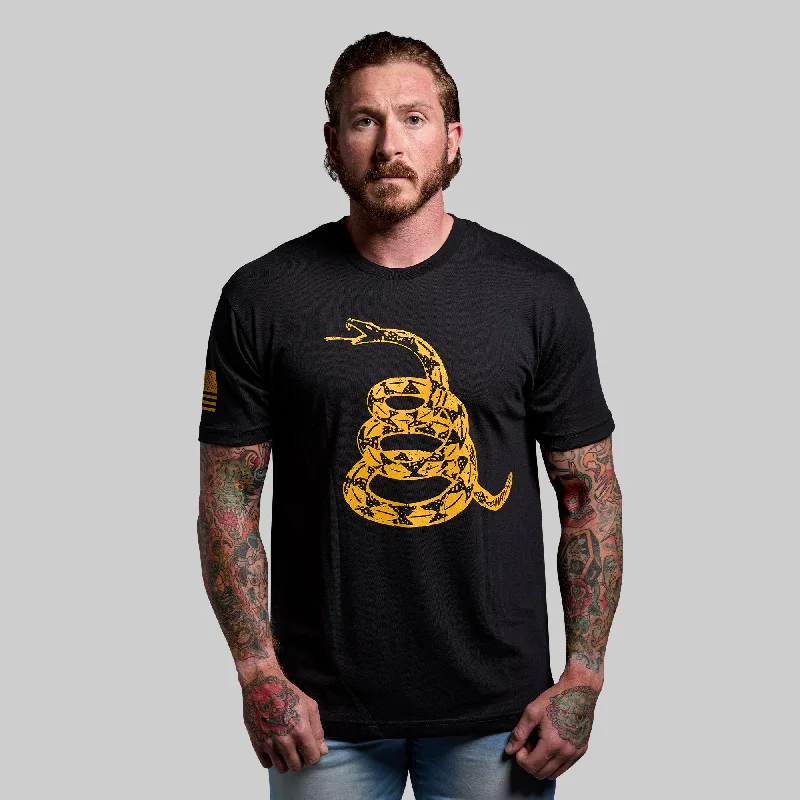 Men’s short-sleeve vane tees-Gadsden Flag Tee (Black)