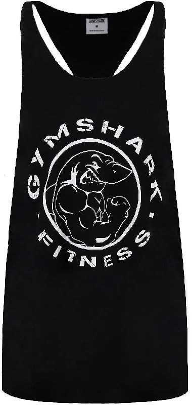 Men’s short-sleeve hark shirts-Gymshark Legacy Stringer Mens Training Vest - Black