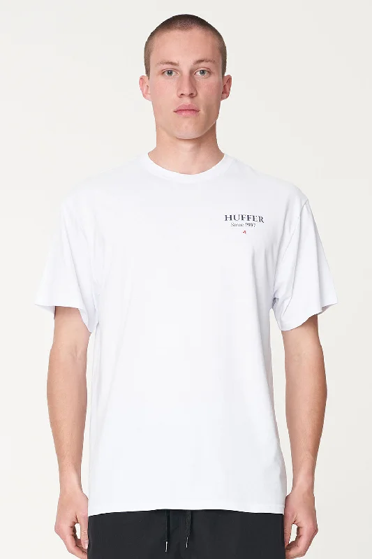 Men’s short-sleeve dote shirts-Huffer Mens Sup Tee/Classe White