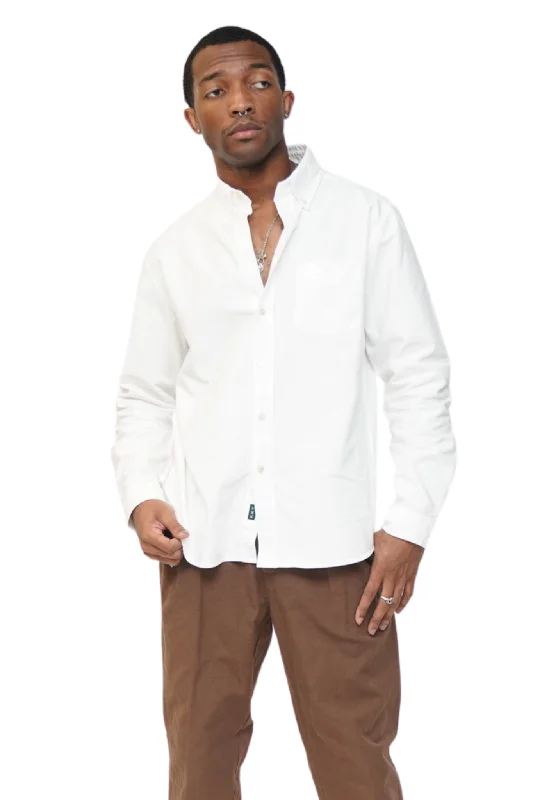 Men’s short-sleeve jolt shirts-Beefy Cotton Oxford in White