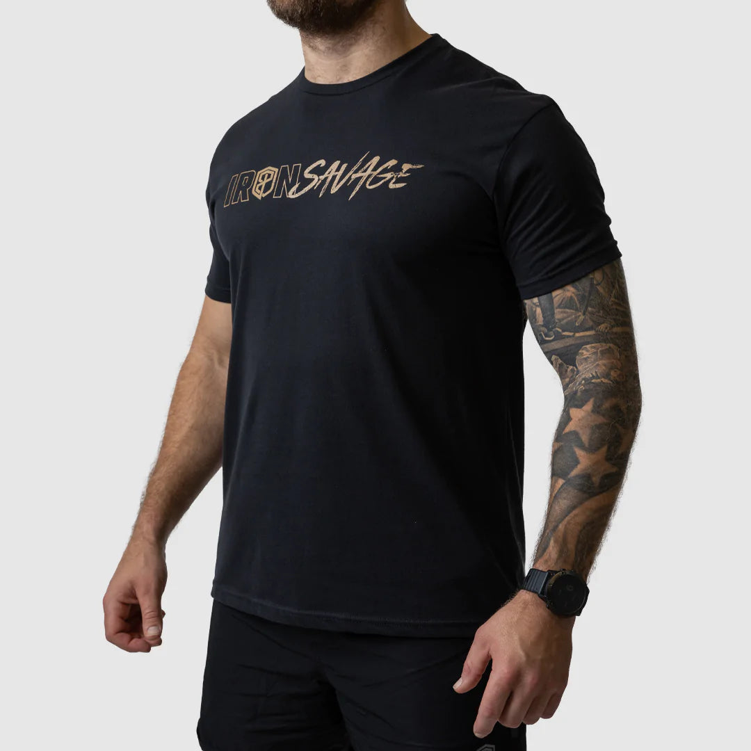 Men’s short-sleeve glib tops-Iron Savage T-Shirt (Black)