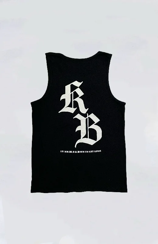 Men’s short-sleeve toff shirts-Kailua Boys - KB Black Letter Heavyweight Tank Top