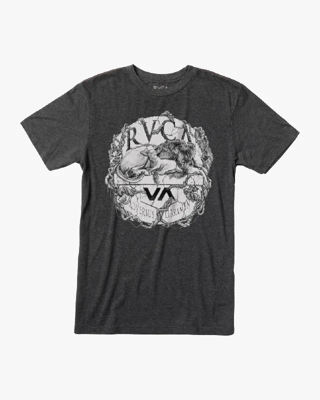 Men’s short-sleeve vent shirts-Lion 'N' Lamb Tee - Black