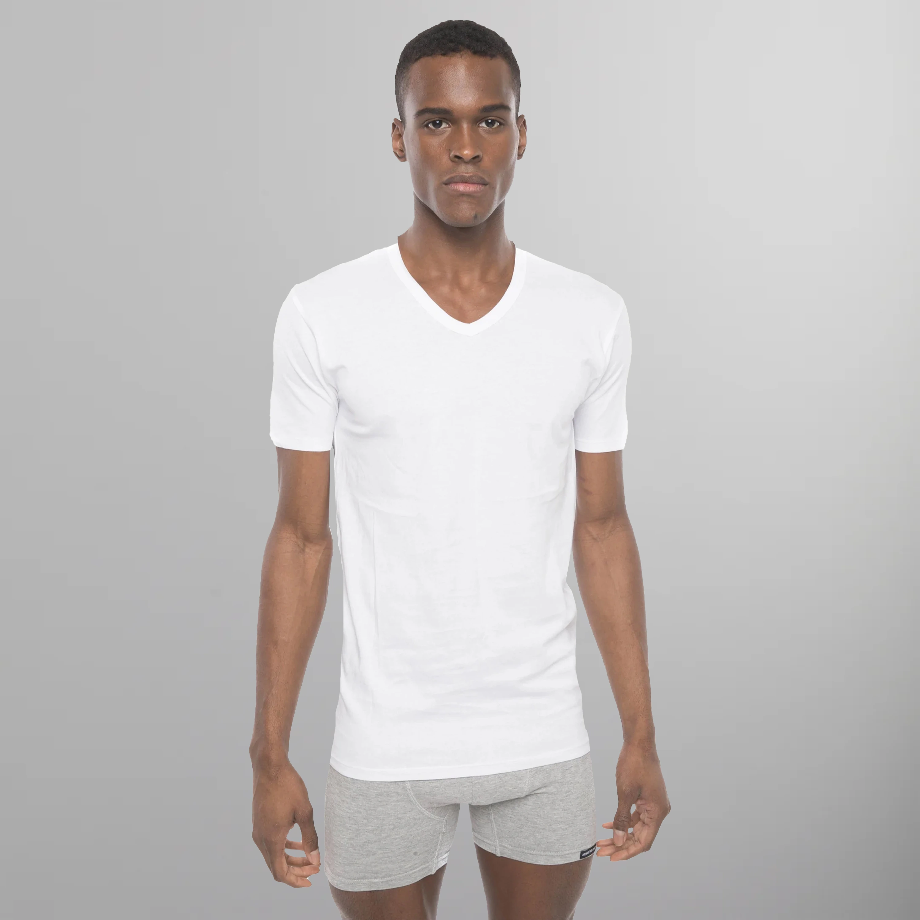 Men’s short-sleeve quid tops-Men's 3PK Cotton V-Neck T-Shirt - White - FINAL SALE