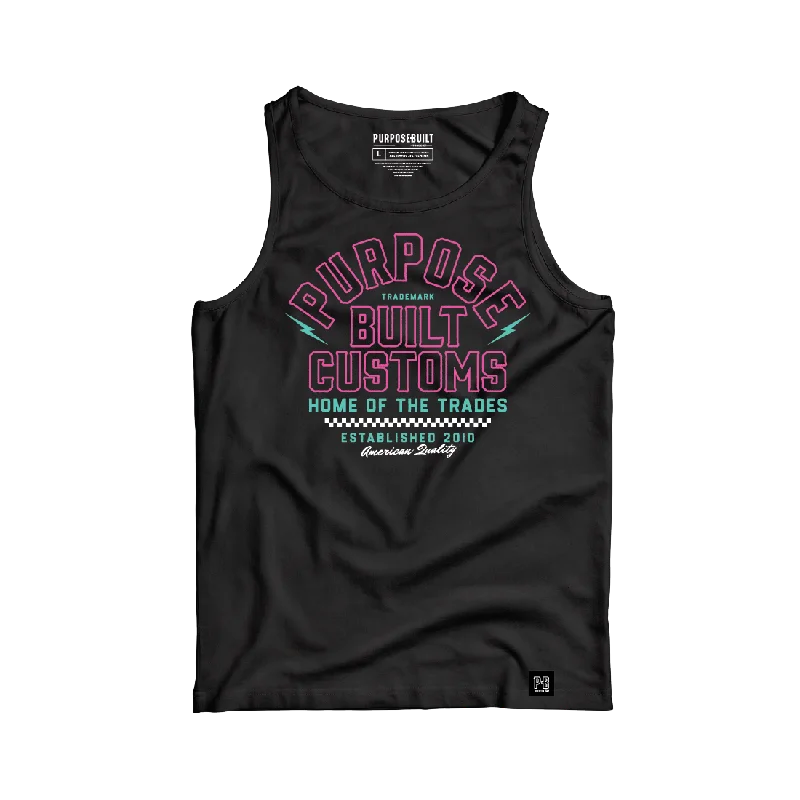 Men’s short-sleeve vent tees-PB Customs Retro Tank, Black