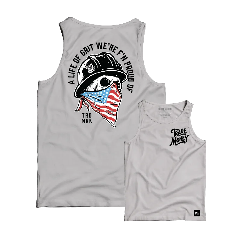 Men’s short-sleeve glum polos-American Grit Tank, Grey