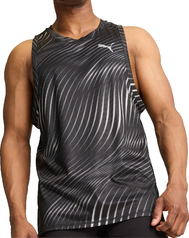 Men’s short-sleeve sift tops-Puma Run Favourite Mens Running Vest - Black