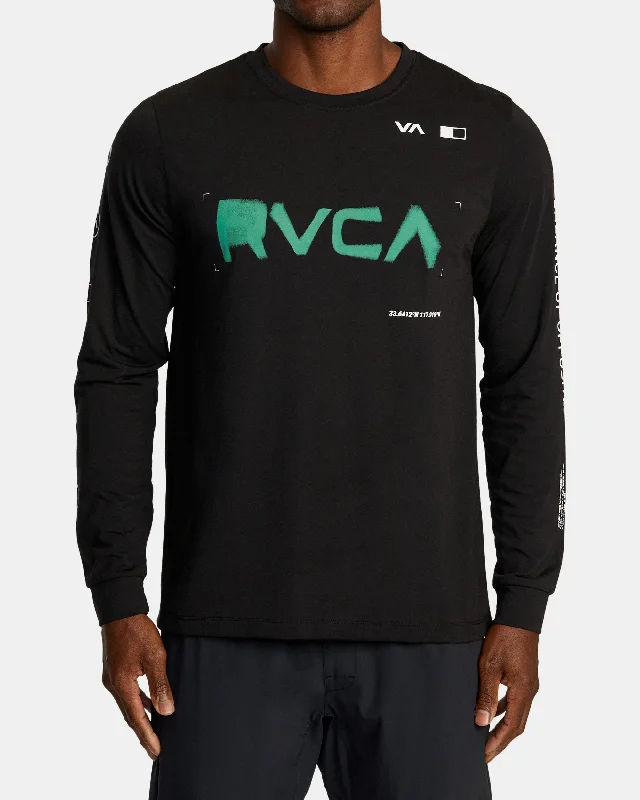 Men’s short-sleeve clad tops-RVCA Radial Sport Tech Long Sleeve Tee - Black